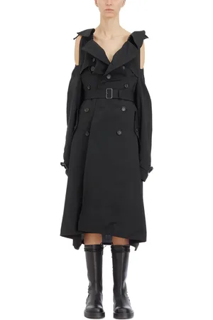 JUNYA WATANABE Płaszcze, Kobieta, Czarny, S, Płaszcz Lana Trench