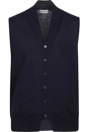 BALLANTYNE Kurtki, Mężczyzna, Niebieski, M, V-neck Knitwear