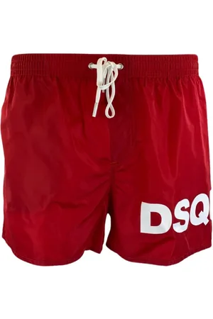 Dsquared2 Stroje kąpielowe, Mężczyzna, Czerwony, M, Poliester, Czerwone Szorty Kąpielowe z Logo
