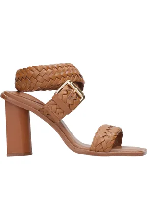 Schutz Buty, Kobieta, brązowy, 38 EU, Brązowe skórzane sandały na obcasie