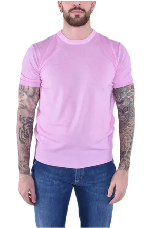 KANGRA CASHMERE Koszulki, Mężczyzna, Różowy, 2XL, Bawełna, Miękka Bawełniana Koszulka Wave