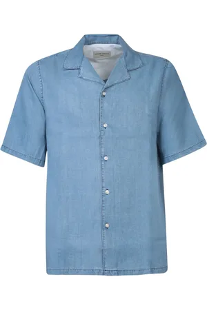OFFICINE GENERALE Koszule, Mężczyzna, Niebieski, L, Short Sleeve Shirts