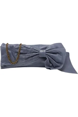 VALENTINO Pre-owned, Kobieta, Niebieski, ONE SIZE, Len, Pre-owned Leather clutches