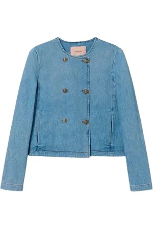 Twin-Set Kurtki, Kobieta, Niebieski, XS, Denim, Kurtka Jeansyowaowa Koreańska