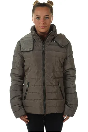 Emporio Armani Kurtki, Kobieta, brązowy, M, Poliester, Stylowa Kurtka Dżinsowa