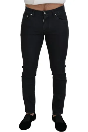 Dolce & Gabbana Jeansy, Mężczyzna, Czarny, M, Czarne Bawełniane Skinny Jeansyy