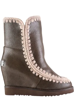 Mou Buty, Kobieta, brązowy, 40 EU, Casual Brązowe Botki na Koturnie dla Kobiet
