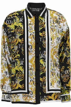 VERSACE Bluzki, Kobieta, Wielobarwność, 2XS, Czarna Koszula