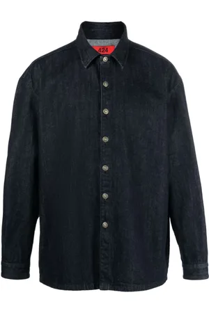 424 FAIRFAX Koszule, Mężczyzna, Niebieski, M, Denim, Denim Shirts
