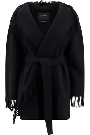 Balenciaga Płaszcze, Kobieta, Czarny, S, Len, Belted Coats