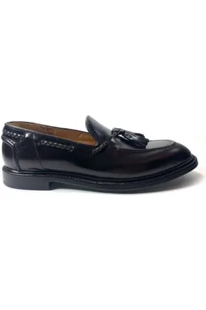 Green george Buty, Mężczyzna, Czarny, 44 EU, Ręcznie Robione Czarny Loafer z Skóry Cielęcej