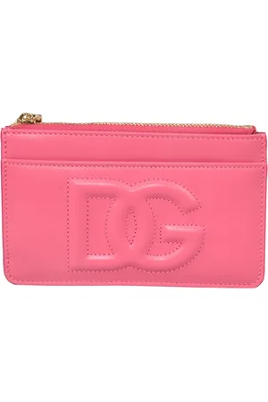 Dolce & Gabbana Akcesoria, Kobieta, Różowy, ONE SIZE, Wisteria Skórzany Portfel
