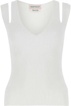 Alexander McQueen Koszulki, Kobieta, Biały, L, Top bez rękawów