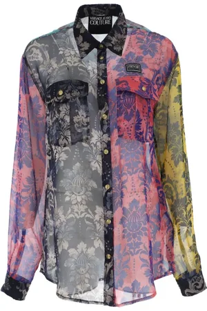 VERSACE Bluzki, Kobieta, Wielobarwność, 2XS, Różowe Koszule Damskie