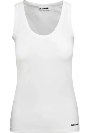 Jil Sander Koszulki, Kobieta, Biały, XS, Bawełna, Top bez rękawów