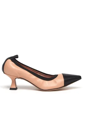 ANNA F. Buty, Kobieta, Różowy, 36 EU, Skórzane Decolleté w Czarnym Blushu