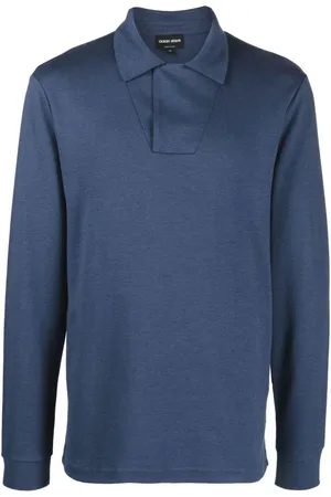 Giorgio Armani Koszulki, Mężczyzna, Niebieski, M, Kaszmir, Polo Shirts