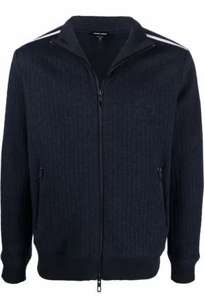 Giorgio Armani Bluzy, Mężczyzna, Niebieski, M, Nylon, Elegancka Niebieska Kurtka