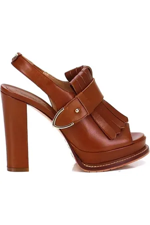 Twin-Set Buty, Kobieta, brązowy, 37 EU, Sandały z frędzlami na obcasie