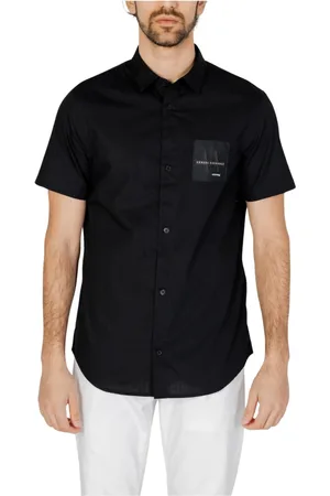 Armani Exchange Koszule, Mężczyzna, Czarny, S, Short Sleeve Shirts