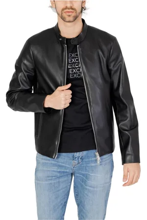 Armani Exchange Kurtki, Mężczyzna, Czarny, XL, Leather Kurtki