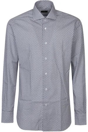 BARBA Koszule, Mężczyzna, Wielobarwność, M, Fantasia Bianco/Blu Neck Shirt