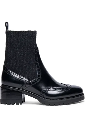 santoni Buty, Kobieta, Czarny, 39 EU, Skóra, Ręcznie Robione Skórzane Botki Brogue