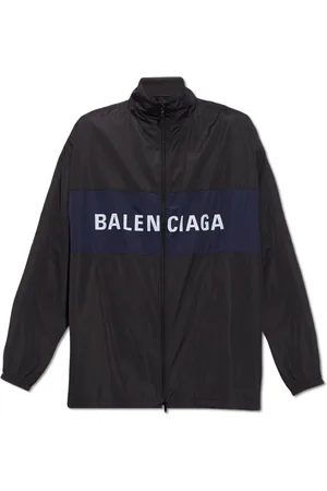 Balenciaga Kurtki, Mężczyzna, Czarny, S, Len, Kurtka z logo