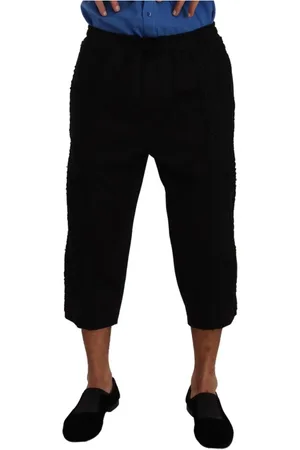 Dolce & Gabbana Spodnie, Mężczyzna, Czarny, L, Bawełna, Czarne Spodnie z Logo