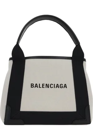 Balenciaga Torebki, Kobieta, Wielobarwność, ONE SIZE, Len, Czarna torba na ramię z płótna z wykończeniem skóry