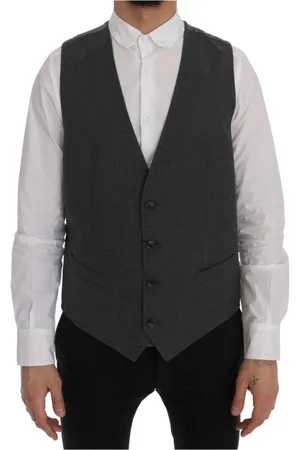 Dolce & Gabbana Garnitury, Mężczyzna, Szary, L, Bawełna, Szary Staff Bawełna Rayon Kamizelka