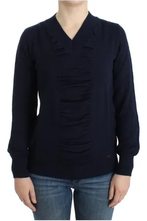 Costume National Swetry, Kobieta, Niebieski, S, V-neck Knitwear