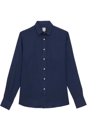 Inès de la Fressange Koszule, Mężczyzna, Niebieski, S, Len, Blouses & Shirts