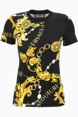 VERSACE Koszulki, Kobieta, Czarny, XS, Czarna kolekcja T-shirtów i Polo