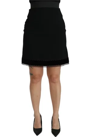 Dolce & Gabbana Spódnice, Kobieta, Czarny, L, Bawełna, Czarna Mini Spódnica A-line