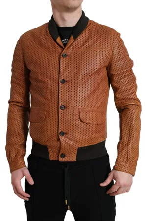 Dolce & Gabbana Kurtki, Mężczyzna, brązowy, S, Leather Kurtki