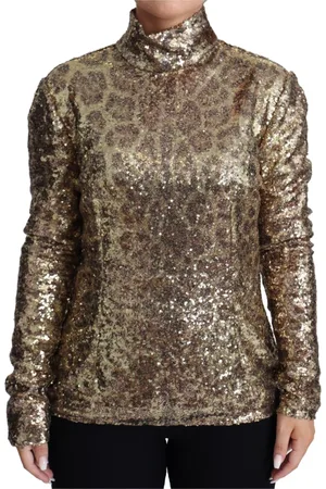 Dolce & Gabbana Koszulki, Kobieta, Żółty, L, Poliester, Long Sleeve Tops