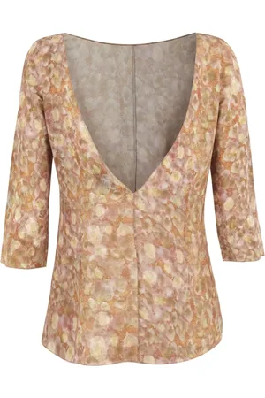 Cortana Bluzki, Kobieta, Wielobarwność, 2XL, Odwracalny Jedwabny Top Azalea Print