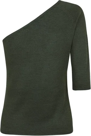 Cortana Bluzki, Kobieta, Zielony, M, Jedwabny Asymetryczny Top Jade