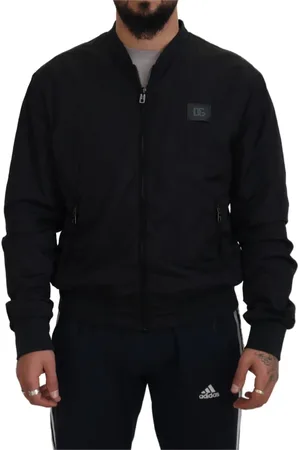 Dolce & Gabbana Kurtki, Mężczyzna, Czarny, M, Nylon, Czarna Nylonowa Kurtka Bomber z Logo