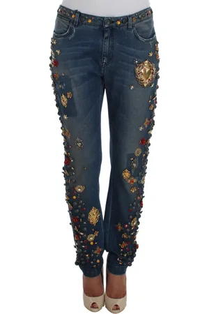 Dolce & Gabbana Jeansy, Kobieta, Niebieski, XS, Denim, Slim-fit Jeansy