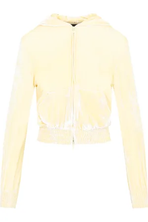Balenciaga Bluzy, Kobieta, Beżowy, M, Len, Kremowy Fitted Zip-Up Hoodie