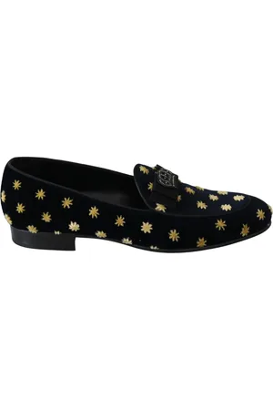 Dolce & Gabbana Buty, Kobieta, Wielobarwność, 39 EU, Luksusowe Velvet Crown Haft Mokasyny