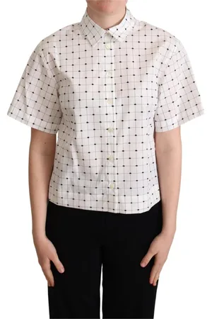 Dolce & Gabbana Bluzki, Kobieta, Biały, M, Monochromatyczna Koszulka Polo w Kropki