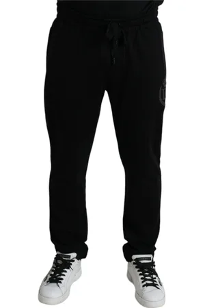 Dolce & Gabbana Spodnie, Mężczyzna, Czarny, 3XL, Len, Sweatpants