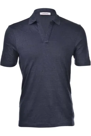 Gran Sasso Koszulki, Mężczyzna, Niebieski, 4XL, Len, Koszulka Polo