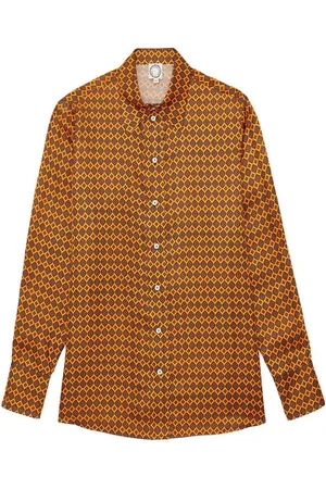 Inès de la Fressange Bluzki, Kobieta, brązowy, S, Denim, Koszula z satyny w nadruk