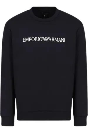 Emporio Armani Bluzy, Mężczyzna, Niebieski, L, Bawełna, Bluza męska z nadrukiem logo