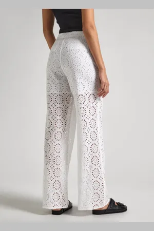 Pepe Jeans Spodnie, Kobieta, Biały, M, Bawełniana Culotte z Włoskimi Kieszeniami