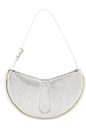 THEMOIRÈ Torebki, Kobieta, Szary, ONE SIZE, Strass Silver Clutch Torba Wegańska Tkanina